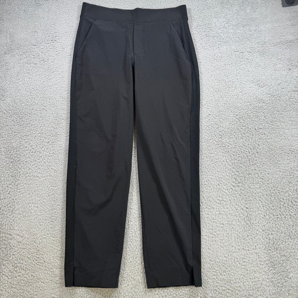Athleta Skyline Hybrid Tapered Pants Black Ribbed Side Stripe Women Size 6